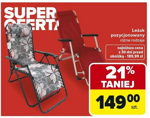 Leżak pozycjonowany promocja w Carrefour