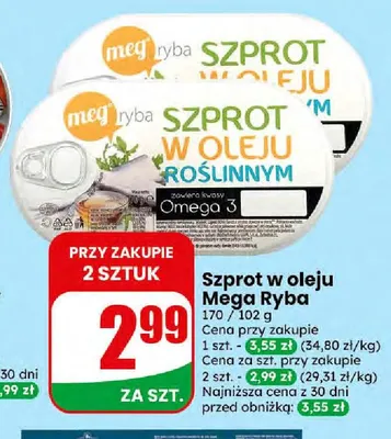 Szprot w oleju Mega Ryba promocja w Dino
