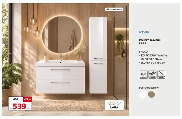 Kolekcja mebli Lara Cersanit promocja w Komfort
