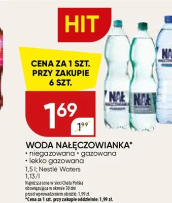 Woda Nałęczowianka lekko gazowana promocja w Chata Polska