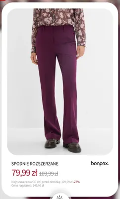 Spodnie rozszerzane Bonprix promocja w bonprix