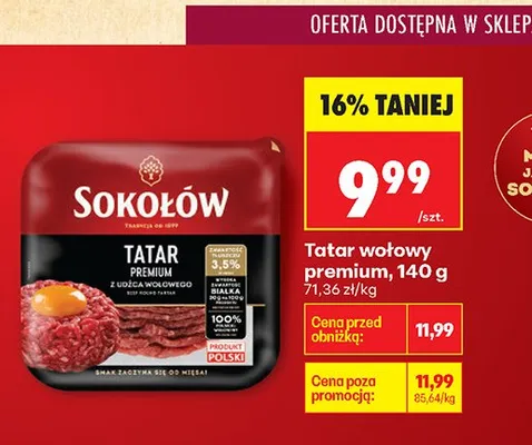 Tatar wołowy premium Sokołów promocja w Biedronka