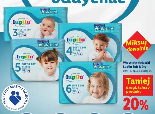Pieluszki Lupilu Soft & Dry promocja w Lidl