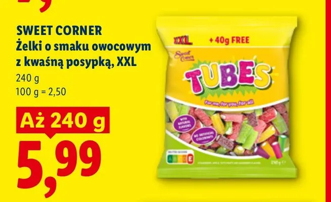 Żelki o smaku owocowym z kwaśną posypką XXL Sweet Corner promocja w Lidl