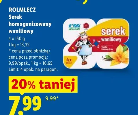 Serek homogenizowany waniliowy Rolmlecz promocja w Lidl