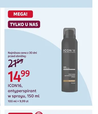 ICON16 antyperspirant w sprayu promocja w Rossmann