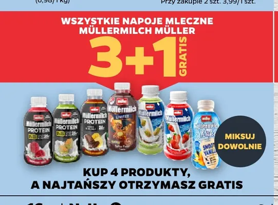Napoje mleczne Müllermilch Müller promocja w Netto