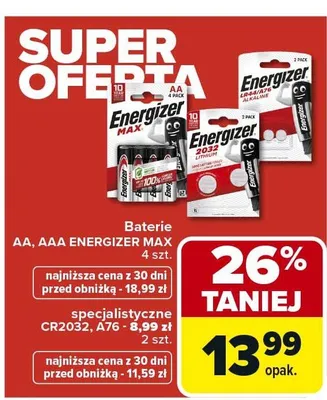 Baterie AA, AAA Energizer Max 4 szt. promocja w Carrefour