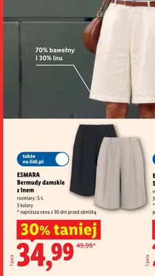 Bermudy damskie z lnem Esmara promocja w Lidl