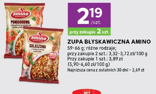 Zupa błyskawiczna Amino pomidorowa promocja w Stokrotka