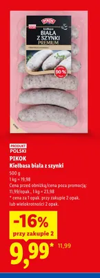 Kiełbasa biała z szynki Pikok promocja w Lidl