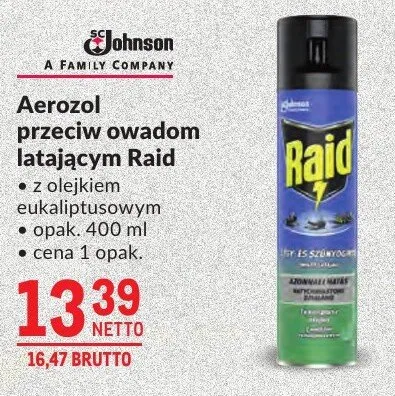 Aerozol przeciw owadom latającym Raid promocja w Makro