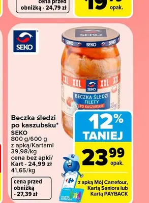 Beczka śledzi po kaszubsku Seko promocja w Carrefour