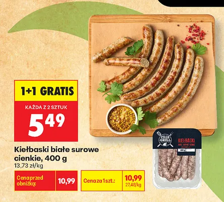 Kiełbaski białe surowe cienkie Czas na Grill promocja w Biedronka