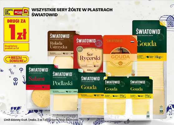 Ser gouda w plastrach Światowid 2-pak promocja w Biedronka