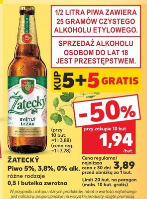 Piwo 5%, 3,8%, 0% alk. różne rodzaje promocja w Kaufland