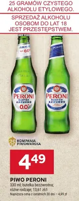 Piwo Peroni Nastro Azzurro 0.0% butelka bezzwrotna promocja w Stokrotka