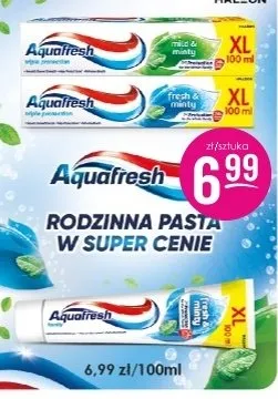Pasta do zębów rodzinna XL różne rodzaje Aquafresh promocja w Drogerie Jasmin