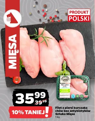Filet z piersi kurczaka chów bez antybiotyków Sztuka Mięsa promocja w Netto