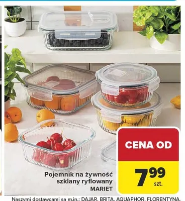 Pojemnik na żywność szklany ryflowany MARIET promocja w Carrefour
