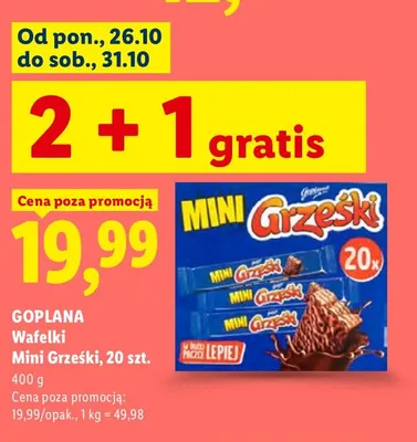 Wafelki Mini Grześki 20 szt. promocja w Lidl