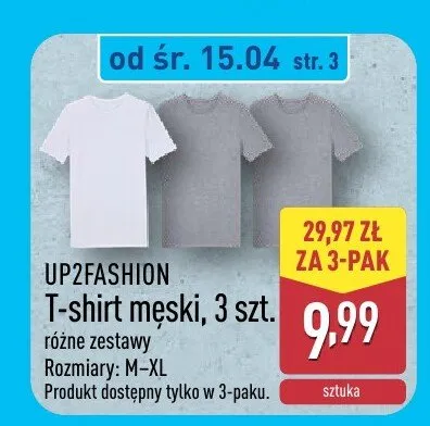 T-shirt męski, 3 szt. promocja w Aldi