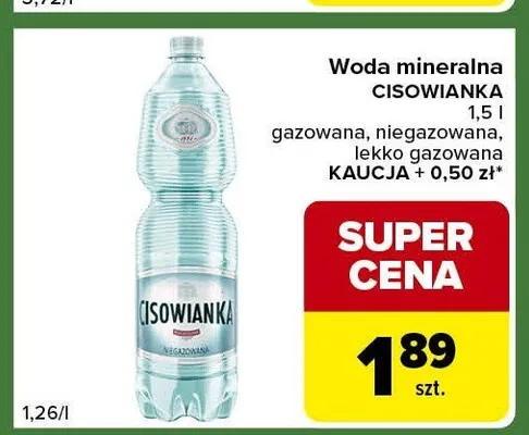 Woda mineralna Cisowianka lekko gazowana promocja w Carrefour Express
