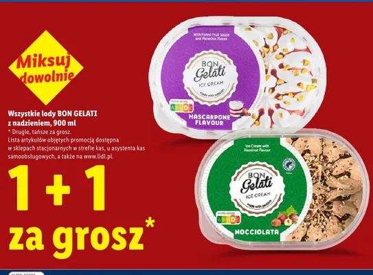 Lody Bon Gelati Mascarpone Flavour z nadzieniem promocja w Lidl
