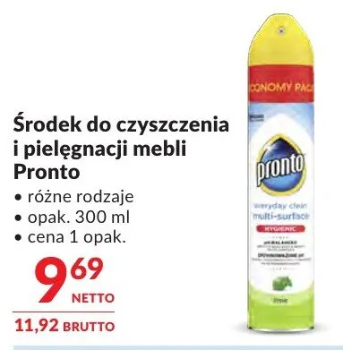 Środek do czyszczenia i pielęgnacji mebli Pronto różne rodzaje promocja w Makro