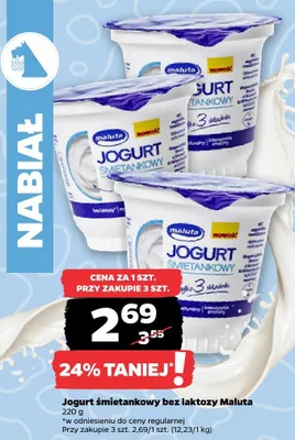 Jogurt śmietankowy bez laktozy promocja w Netto