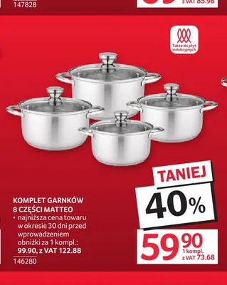 Komplet garnków 8 części Matteo promocja w Selgros