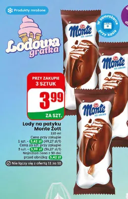 Lody na patyku Monte Zott promocja w Dino