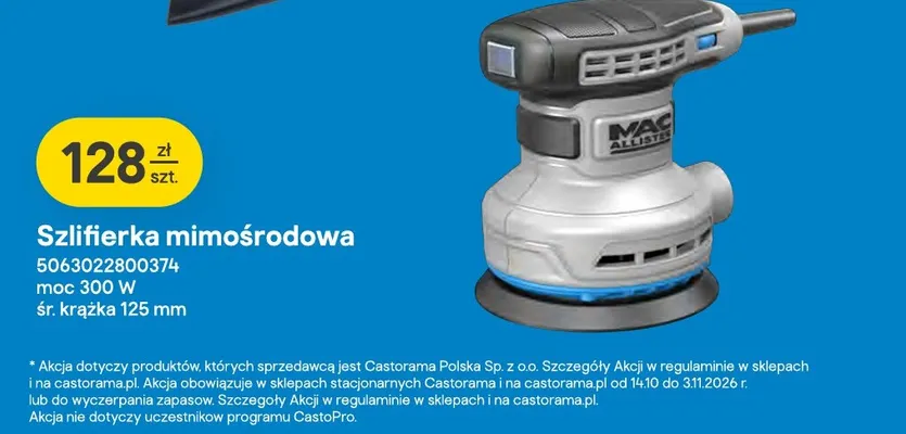 Szlifierka mimośrodowa Mac Allister promocja w Castorama