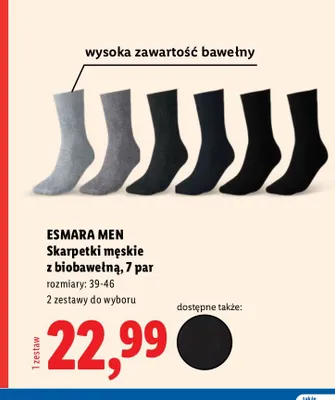 Skarpetki męskie z biobawełną Esmara Men 7-pak promocja w Lidl