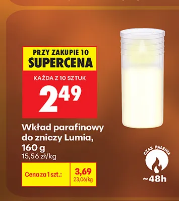 Wkład parafinowy do zniczy Lumia promocja w Biedronka