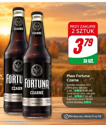 Piwo Fortuna Czarne promocja w Dino