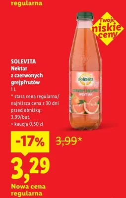 Nektar z czerwonych grejpfrutów Solevita promocja w Lidl