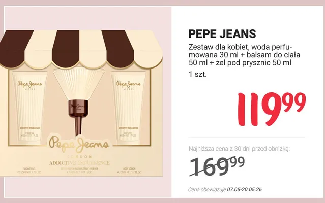 Zestaw dla kobiet PEPE JEANS woda perfumowana 30ml + balsam do ciała 50ml + żel pod prysznic 50ml promocja w Rossmann