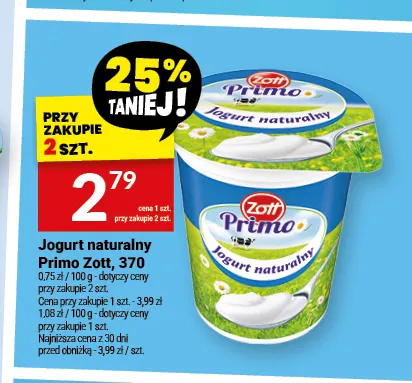 Jogurt naturalny Primo Zott promocja w Twój Market