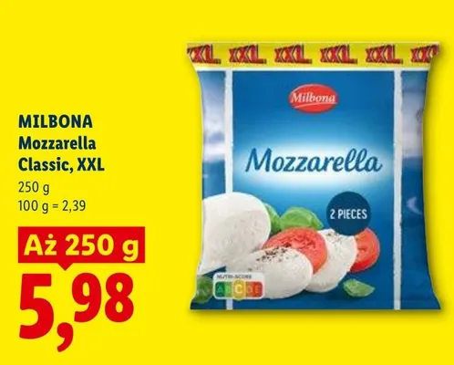 Ser Mozzarella Classic Milbona XXL promocja w Lidl