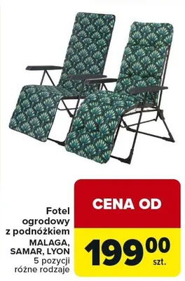 Fotel ogrodowy z podnóżkiem Malaga, Samar, Lyon różne pozycje, różne rodzaje promocja w Carrefour