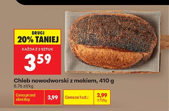 Chleb nowodworski z makiem promocja w Biedronka