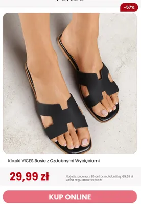 Klapki VICES Basic z Ozdobnymi Wycięciami promocja w Renee