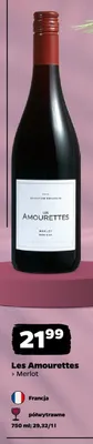 Wino czerwone Les Amourettes Merlot promocja w Netto