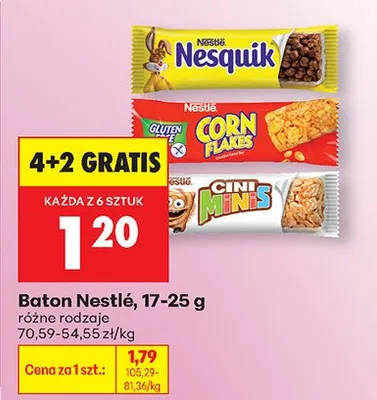 Baton Nestle, różne rodzaje 4+2 GRATIS promocja w Biedronka