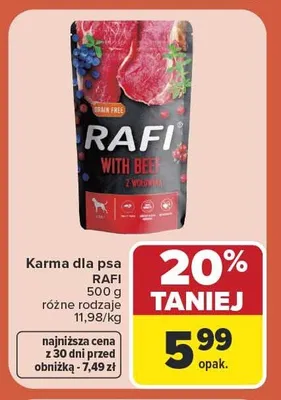 Karma dla psa Rafi with Beef promocja w Carrefour Market