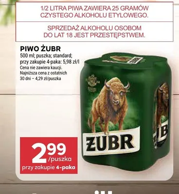 Piwo Żubr 4-pak promocja w Stokrotka