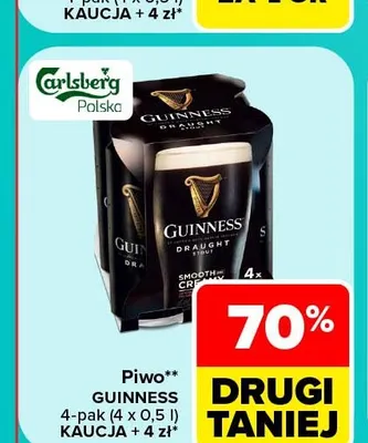 Piwo Guinness Draught 4-pak promocja w Carrefour Market