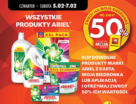 Produkty Ariel, różne rodzaje promocja w Biedronka