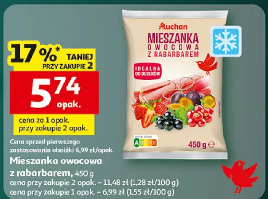 Mieszanka owocowa z rabarbarem promocja w Auchan